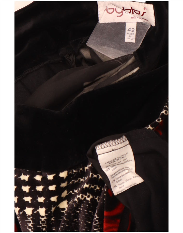BYBLOS Gonna a trapezio da donna in velluto IT 42 Media W28 Cotone floreale nero