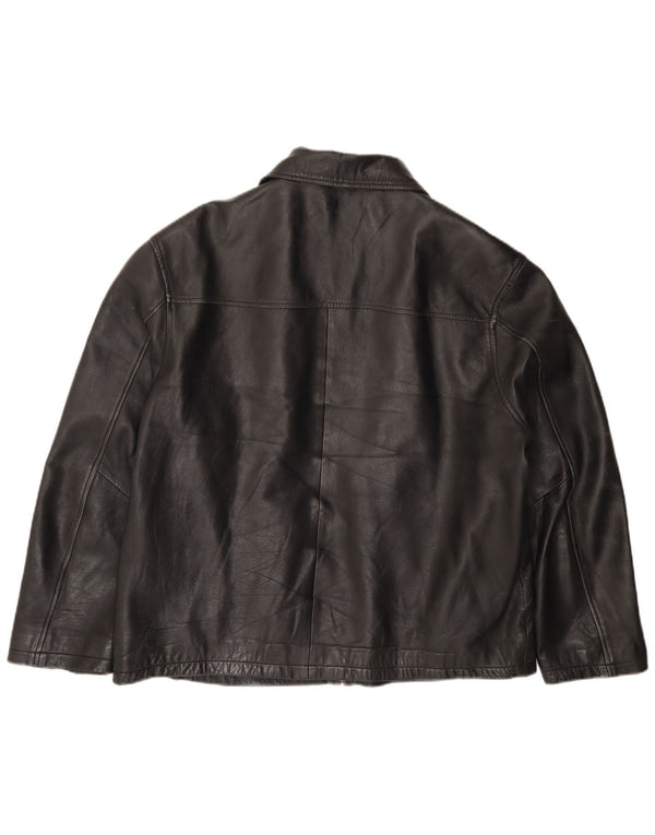 Giacca in pelle da uomo VINTAGE UK 44 2XL Nera