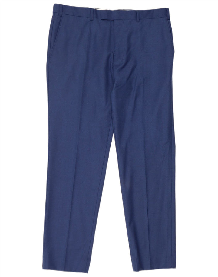 Pantaloni da abito dritti da uomo French Connection W36 L31 lana blu