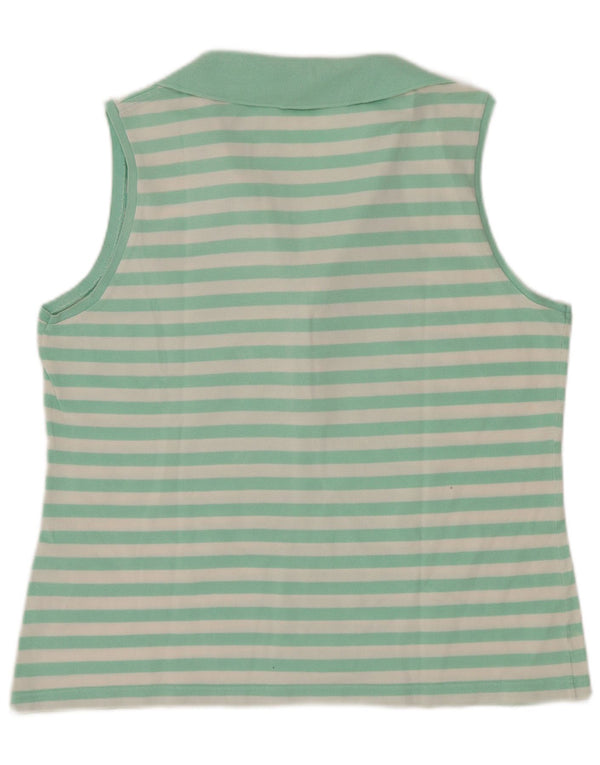 Polo senza maniche da donna Lacoste taglia 42 grande cotone a righe verdi