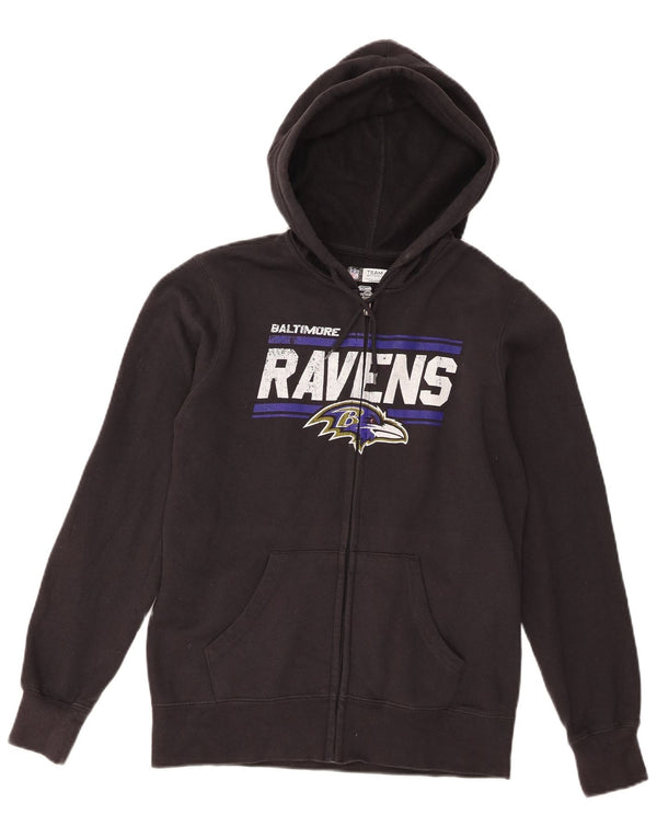 Felpa con cappuccio con zip grafica Baltimore Ravens da donna NFL UK 10 piccola nera