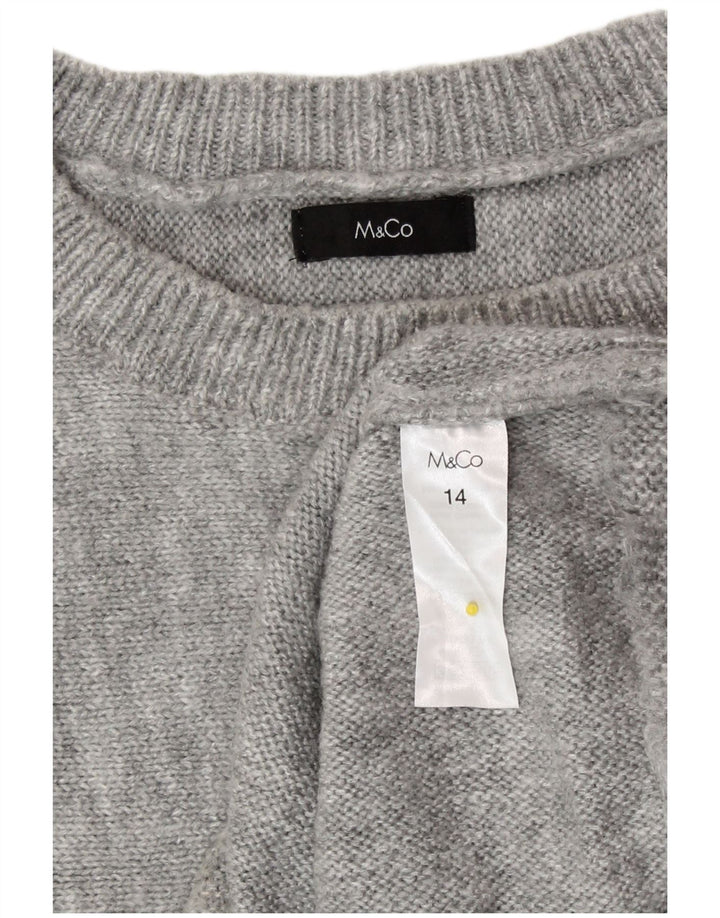 Maglione da donna M&Co con scollo a barca a pipistrello UK 14 Grigio medio a righe
