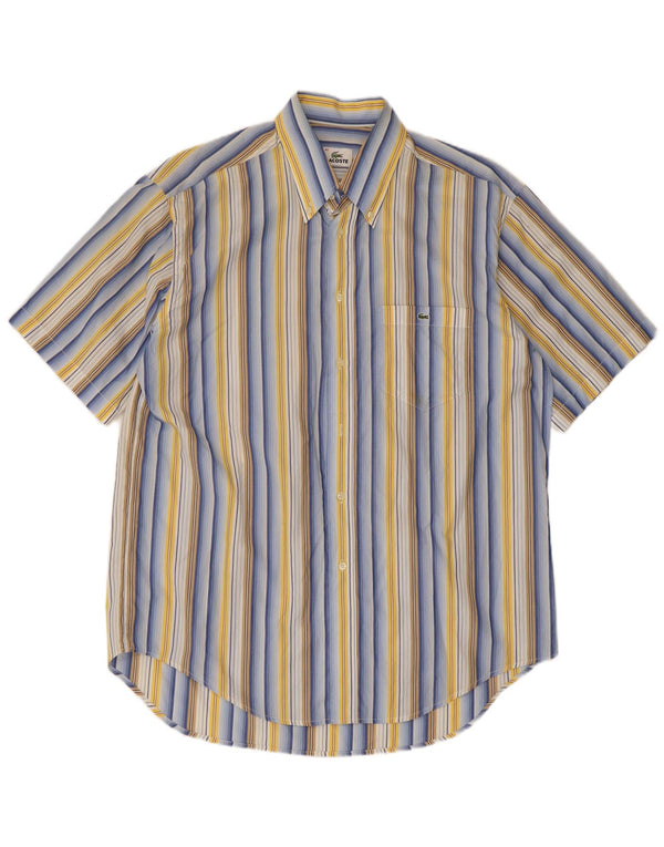 Camicia a maniche corte da uomo Lacoste taglia 42 grande cotone a righe multicolore