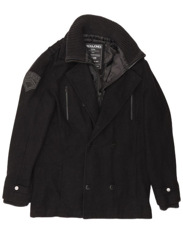 Cappotto da marinaio da uomo Jack & Jones UK 40 grande lana nera