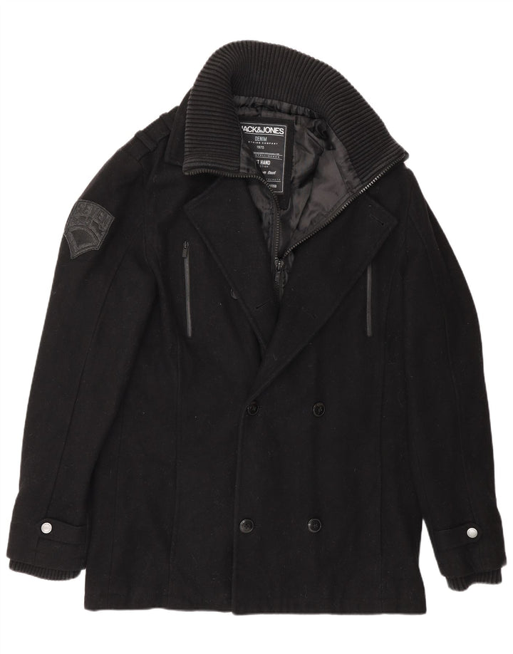 Cappotto da marinaio da uomo Jack & Jones UK 40 grande lana nera