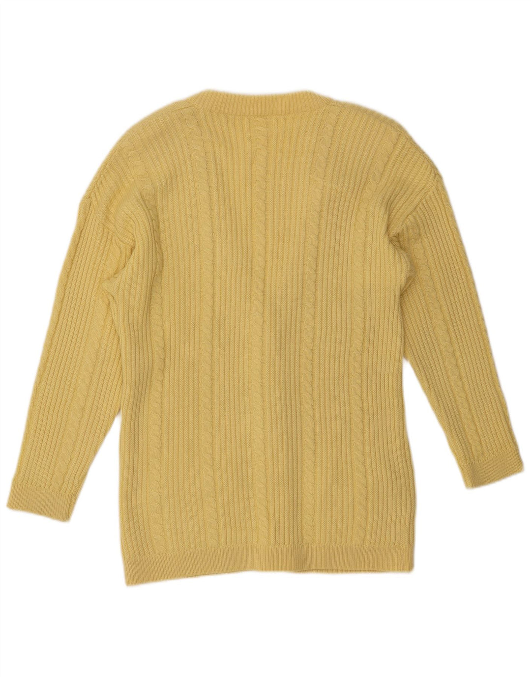 Maglione cardigan da donna VINTAGE UK 16 grande acrilico giallo