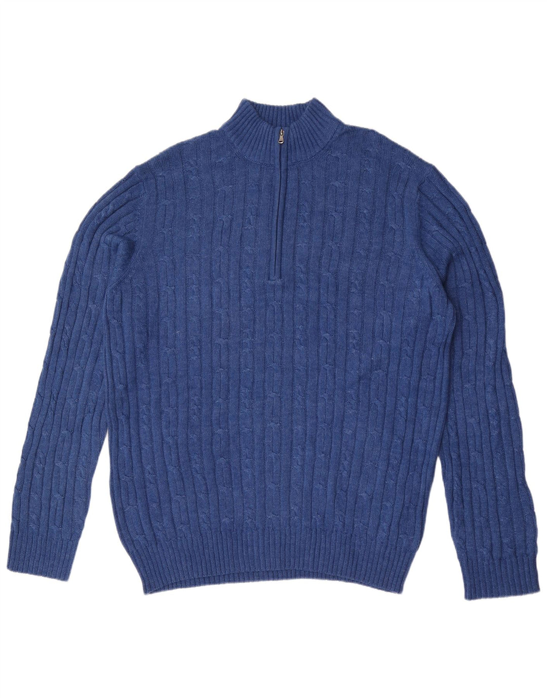 Maglione da uomo con zip e collo Izod, grande, in cotone blu