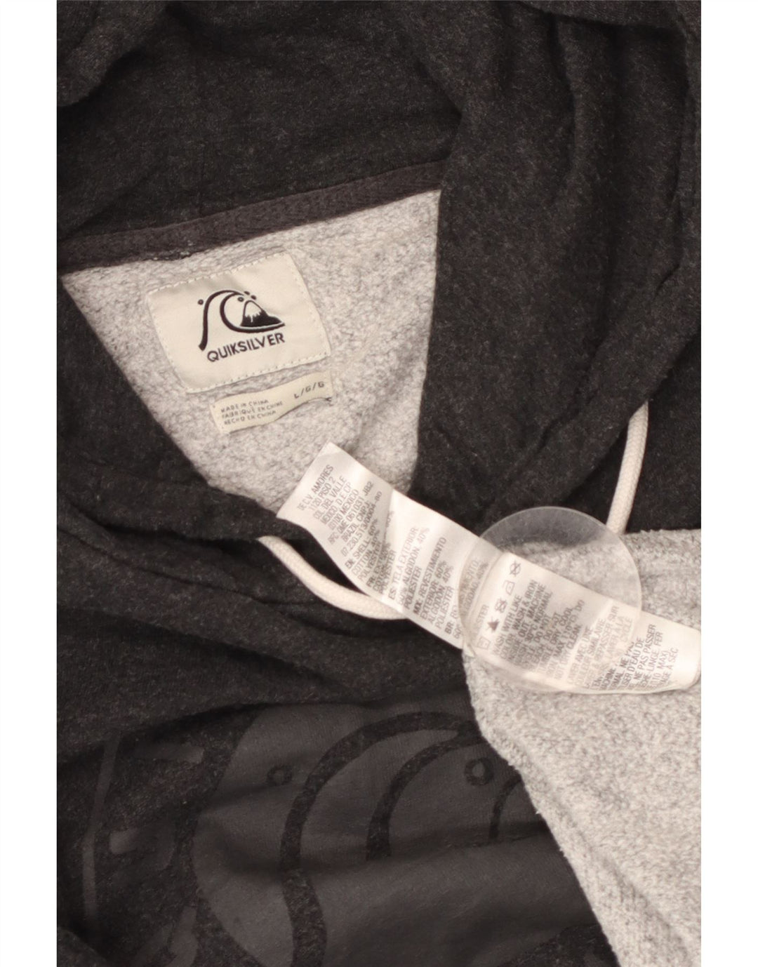 Felpa con cappuccio grafica da uomo Quiksilver grande in cotone grigio