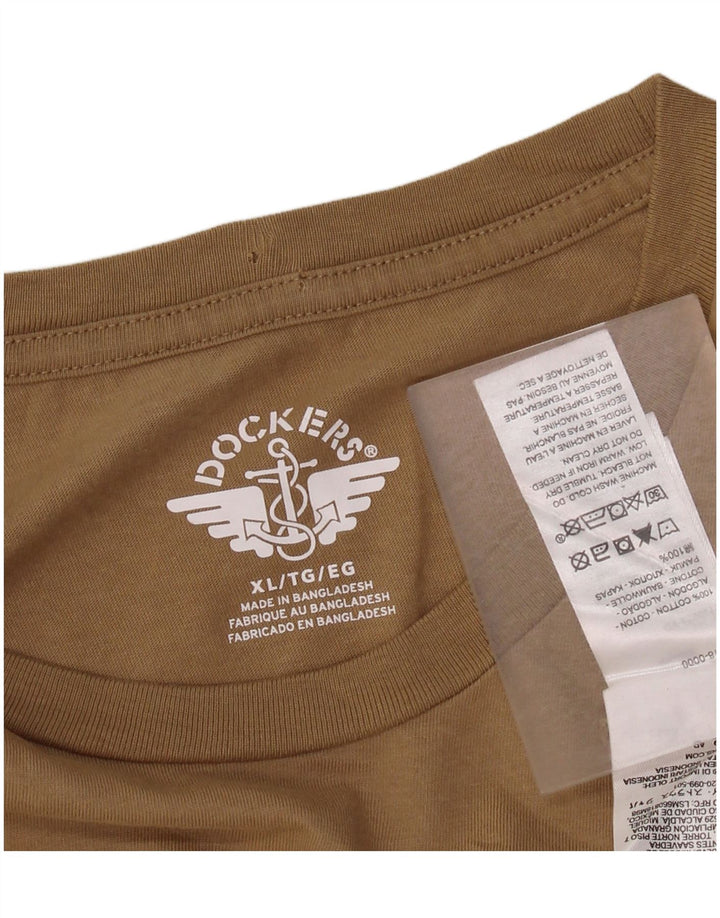 T-shirt grafica da uomo Dockers Top XL in cotone marrone