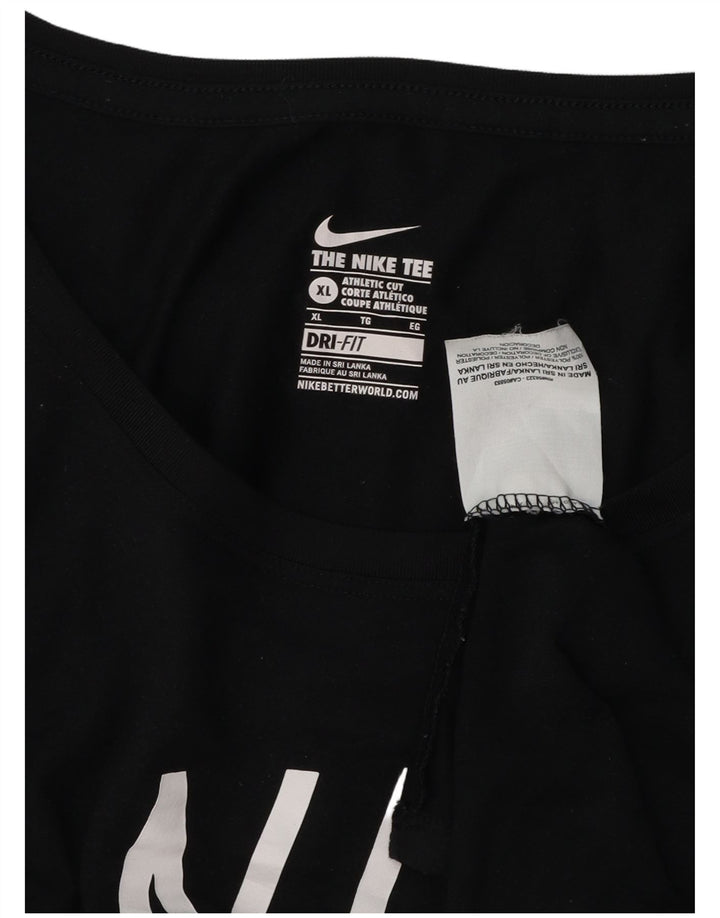 Top manica lunga grafica Nike da donna con taglio atletico UK 18 XL poliestere nero