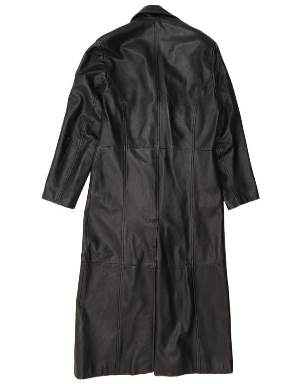 Calculus Cappotto lungo in pelle da donna vestibilità ampia UK 4 XS Nero