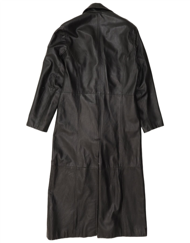 Calculus Cappotto lungo in pelle da donna vestibilità ampia UK 4 XS Nero