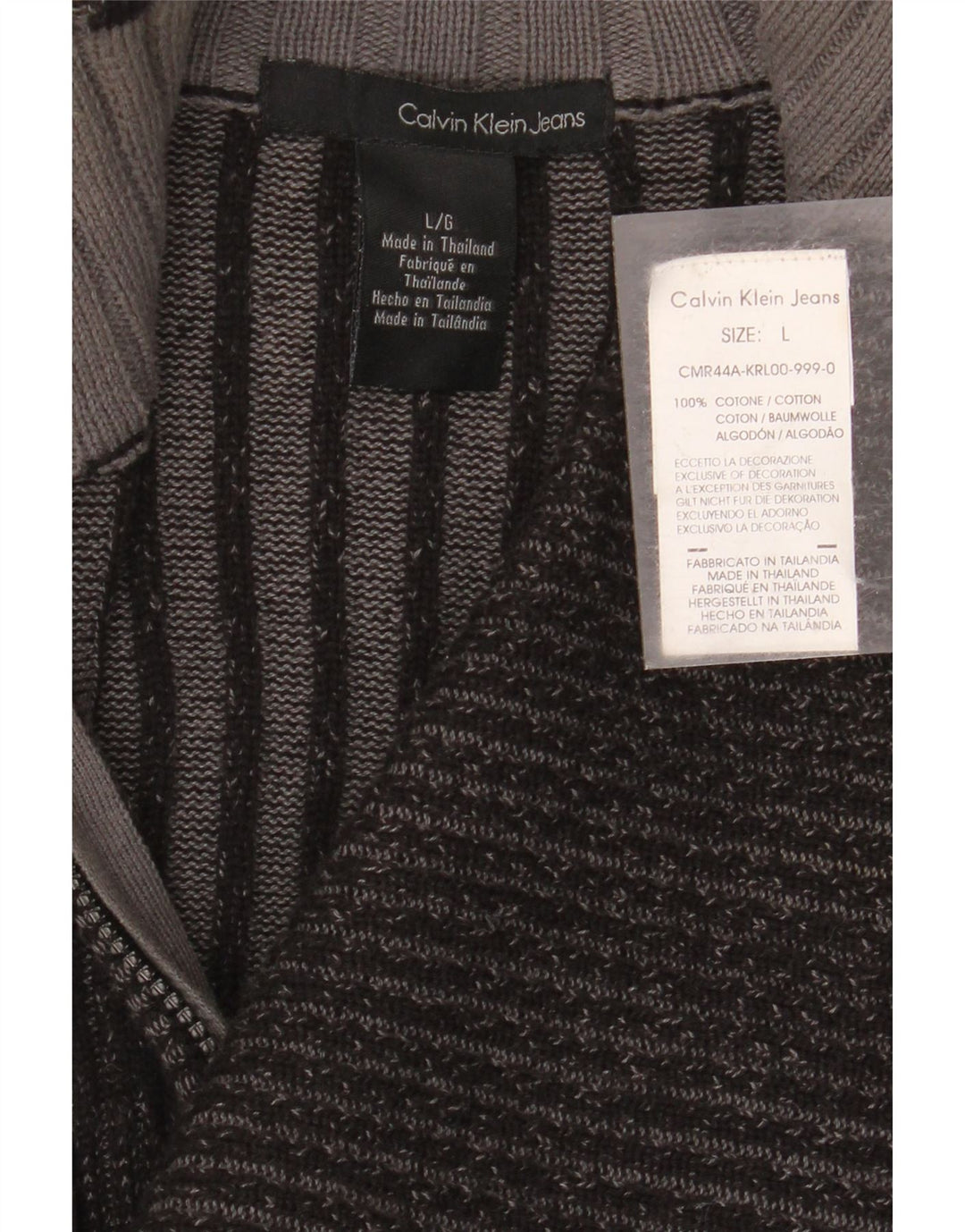 CALVIN KLEIN JEANS Maglione cardigan da donna UK 14 Grande cotone grigio