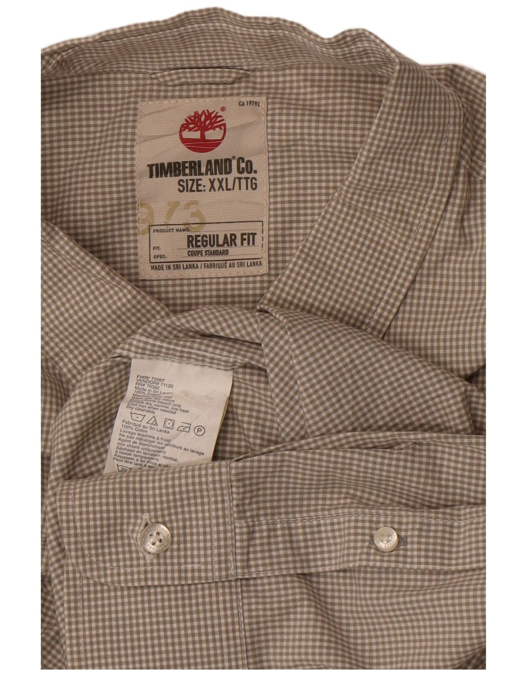 Camicia Timberland da uomo vestibilità regolare 2XL cotone a quadretti grigio
