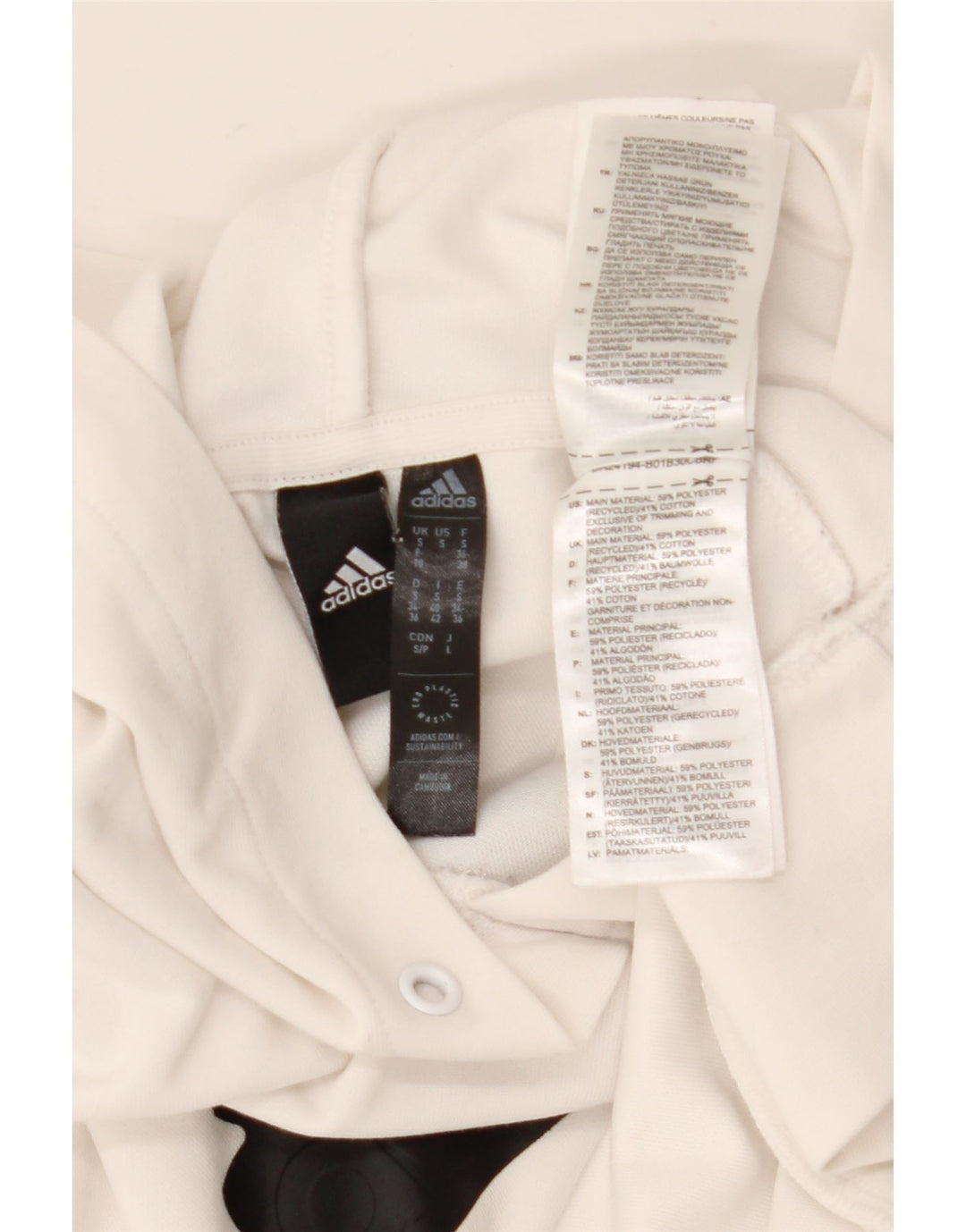 Felpa con cappuccio grafica da donna Adidas UK 8/10 Small Poliestere bianco