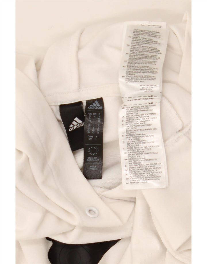 Felpa con cappuccio grafica da donna Adidas UK 8/10 Small Poliestere bianco