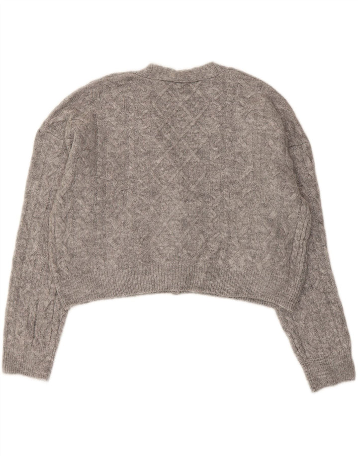 Maglione cardigan oversize corto da donna ZARA UK 10 piccolo grigio