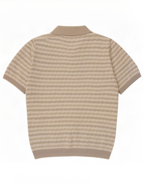 Polo da uomo Reiss grande in cotone a righe grigie