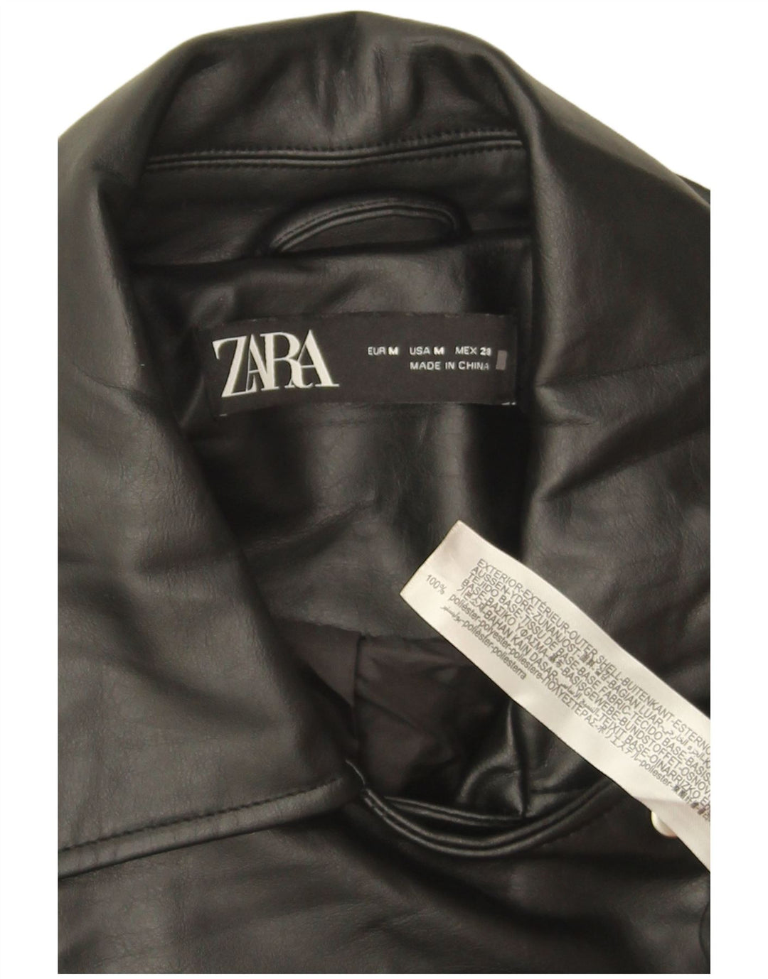 Giacca da motociclista oversize in ecopelle da uomo Zara UK 14 poliestere nero medio