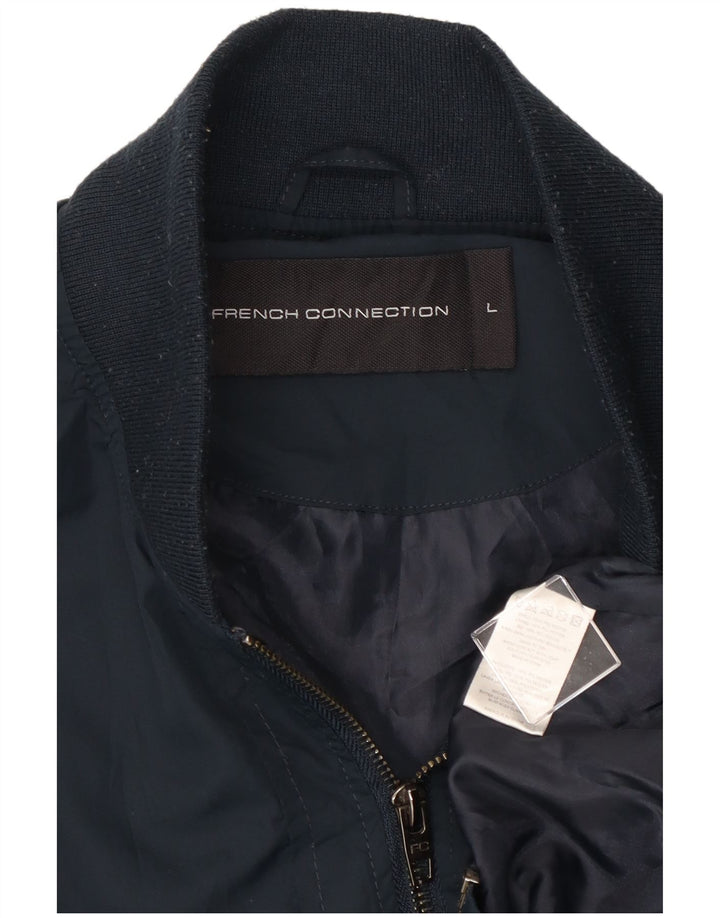 FRENCH CONNECTION Giubbotto bomber da uomo UK 40 Large Poliestere blu navy