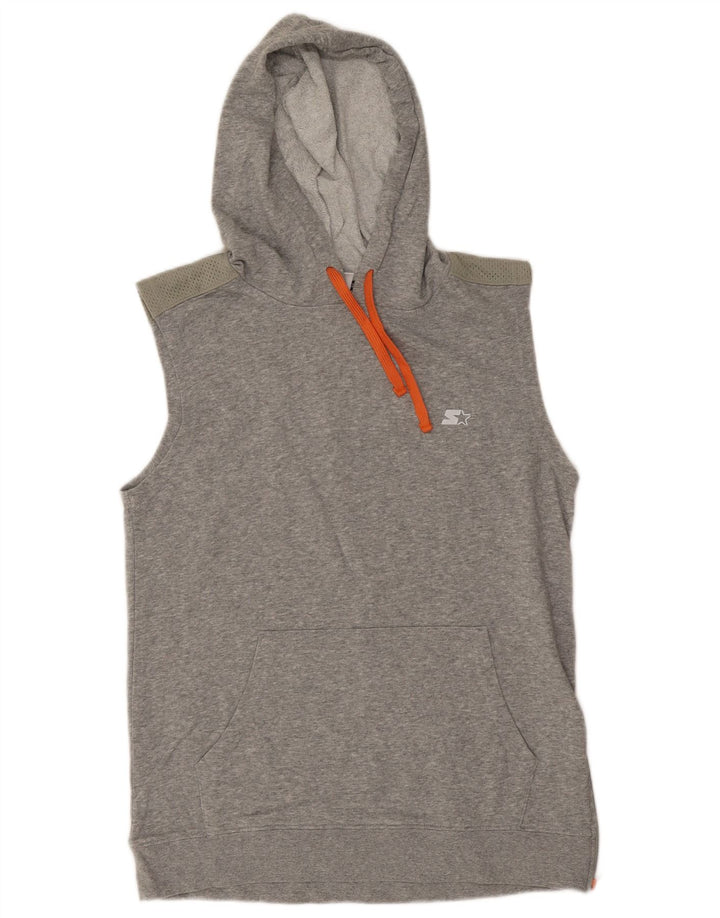 Maglione con cappuccio senza maniche da uomo Starter in cotone grigio medio