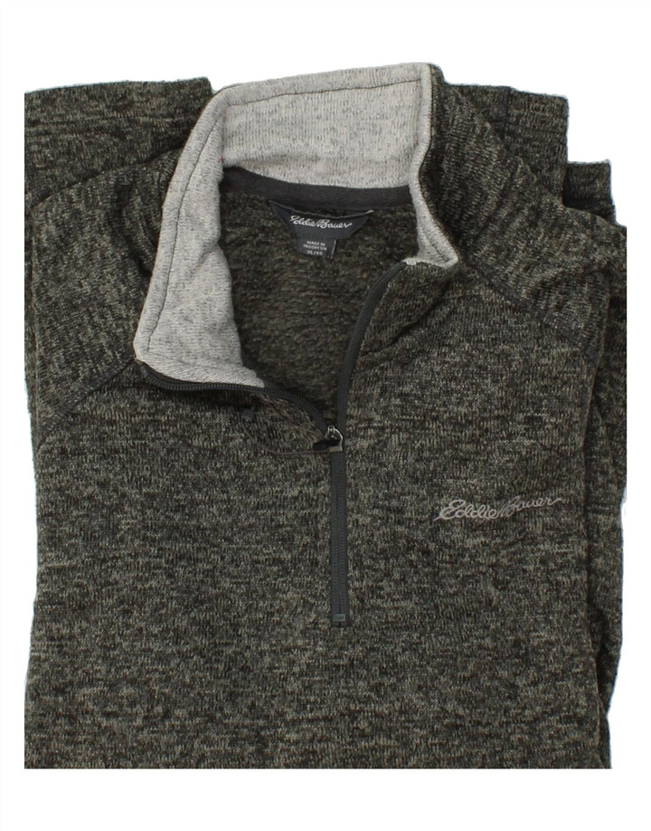 EDDIE BAUER Mens Zip Neck Sweatshirt Jumper XL Grey Polyester Vintage Eddie Bauer and Second-Hand Eddie Bauer from Messina Hembry 