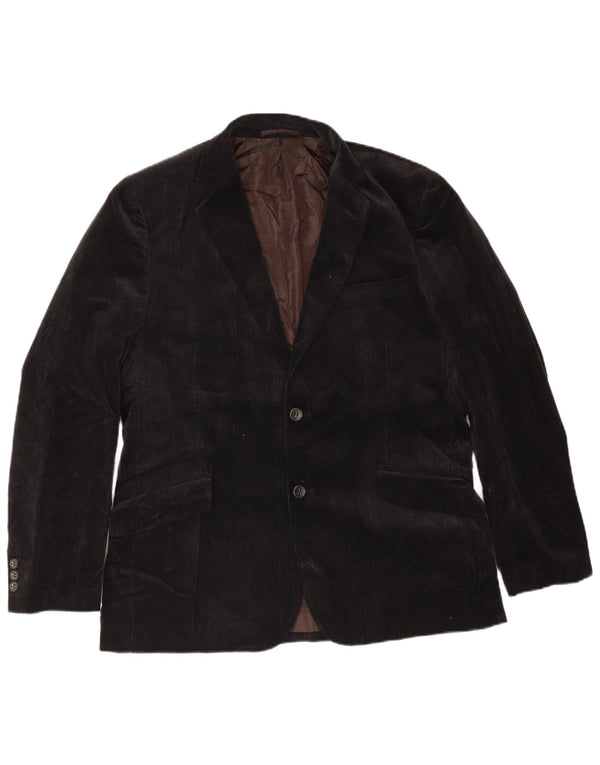 Giacca blazer da uomo in velluto a coste a 2 bottoni Jasper Conran UK 40 grande cotone nero