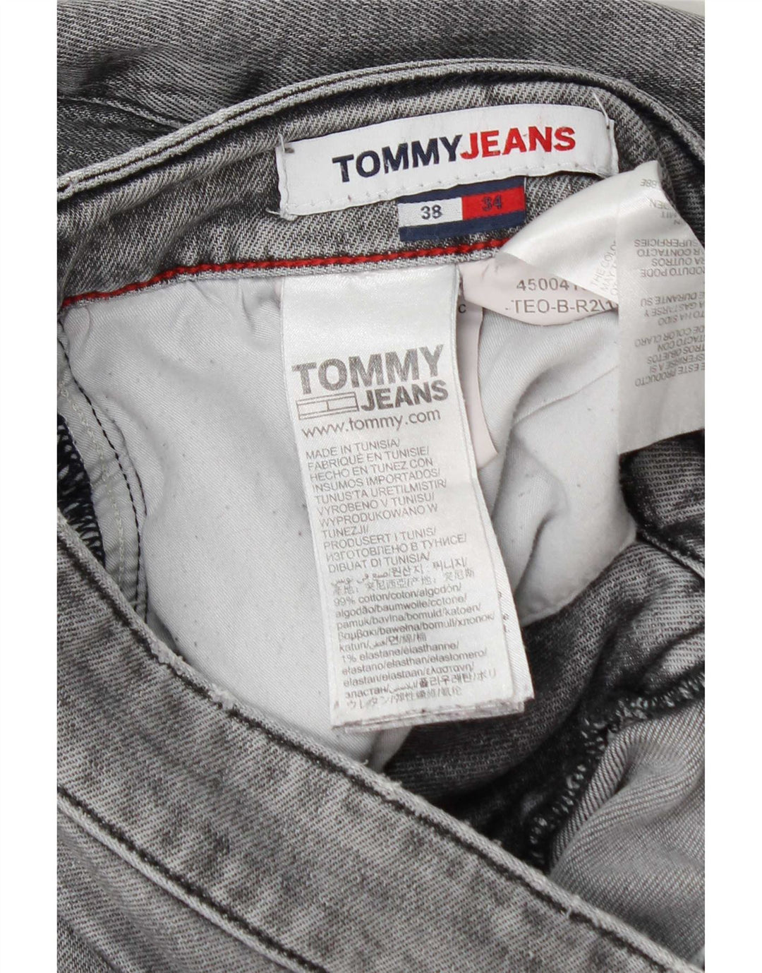 Jeans slim invecchiati da uomo Tommy Hilfiger W38 L34 cotone grigio