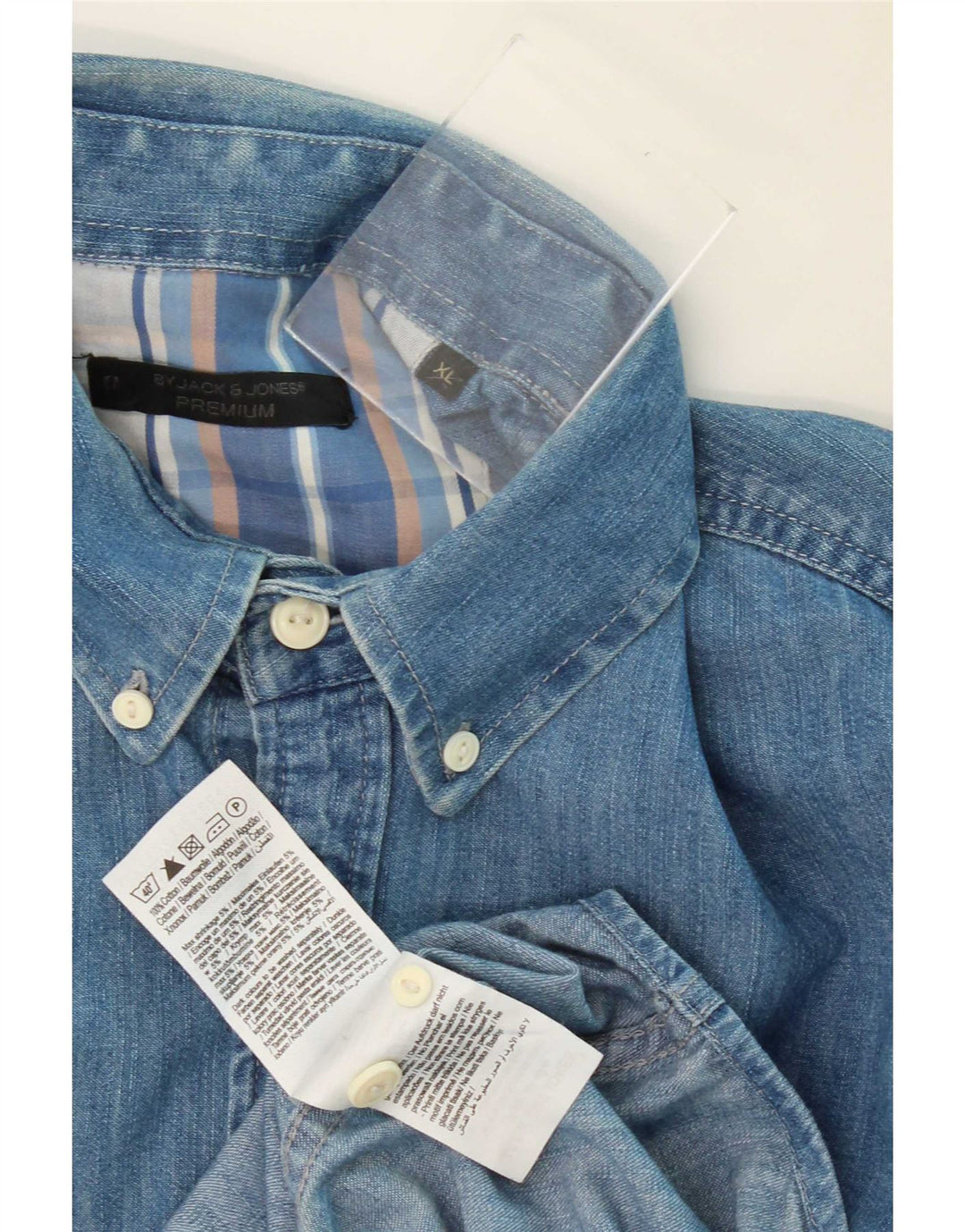 Camicia di jeans da uomo Jack & Jones XL in cotone blu