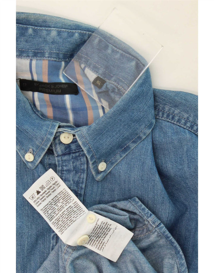Camicia di jeans da uomo Jack & Jones XL in cotone blu