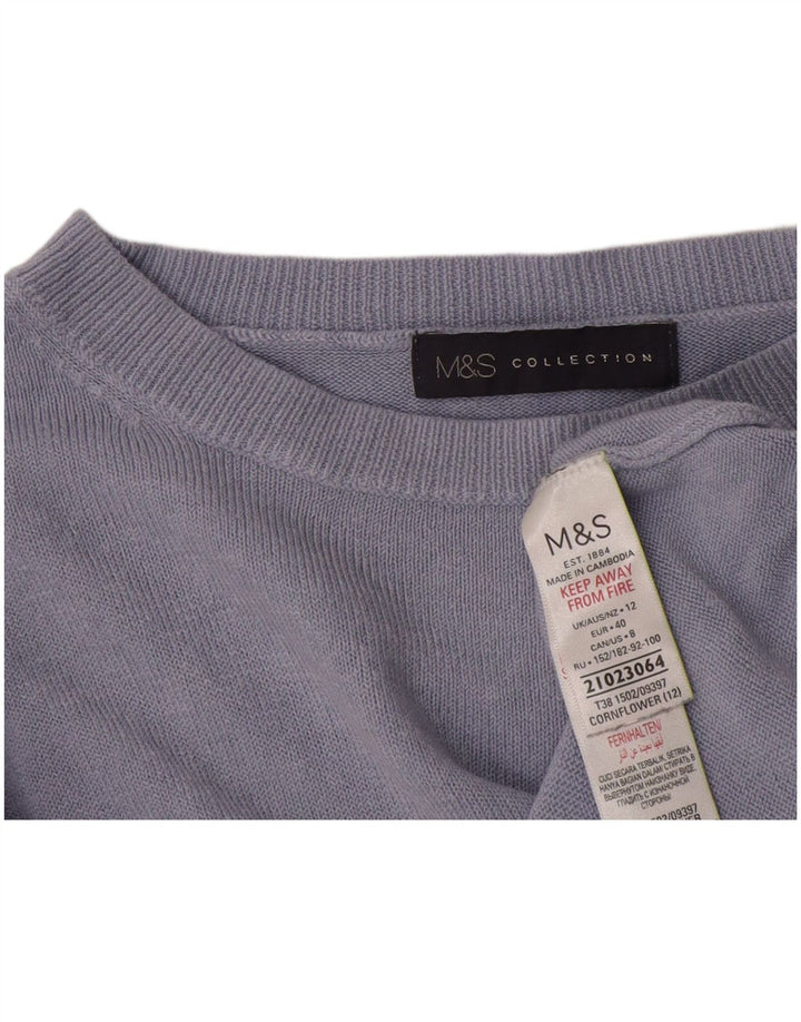 Maglione maglione con scollo a barca da donna Marks & Spencer UK 12 Acrilico blu medio