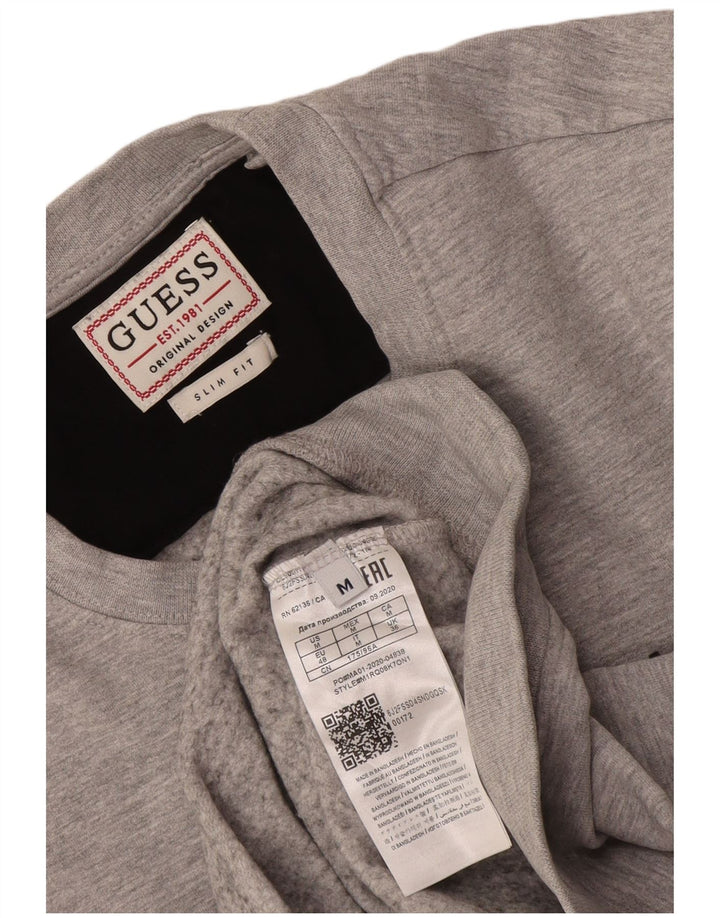 Felpa da uomo slim fit Guess in cotone grigio medio