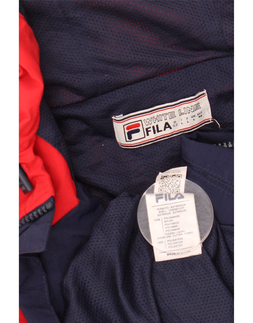 FILA Giacca antipioggia da uomo con cappuccio UK 40 Large Blu Colourblock in poliammide