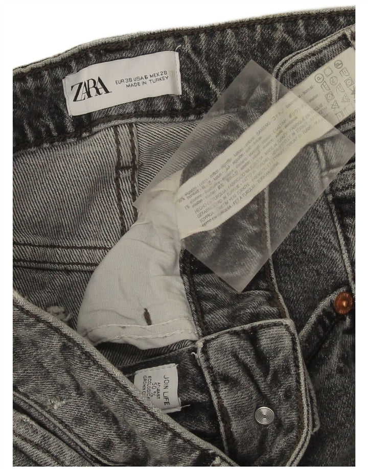 Jeans dritti effetto invecchiato da donna Zara EU 38 piccolo W28 L27 cotone grigio