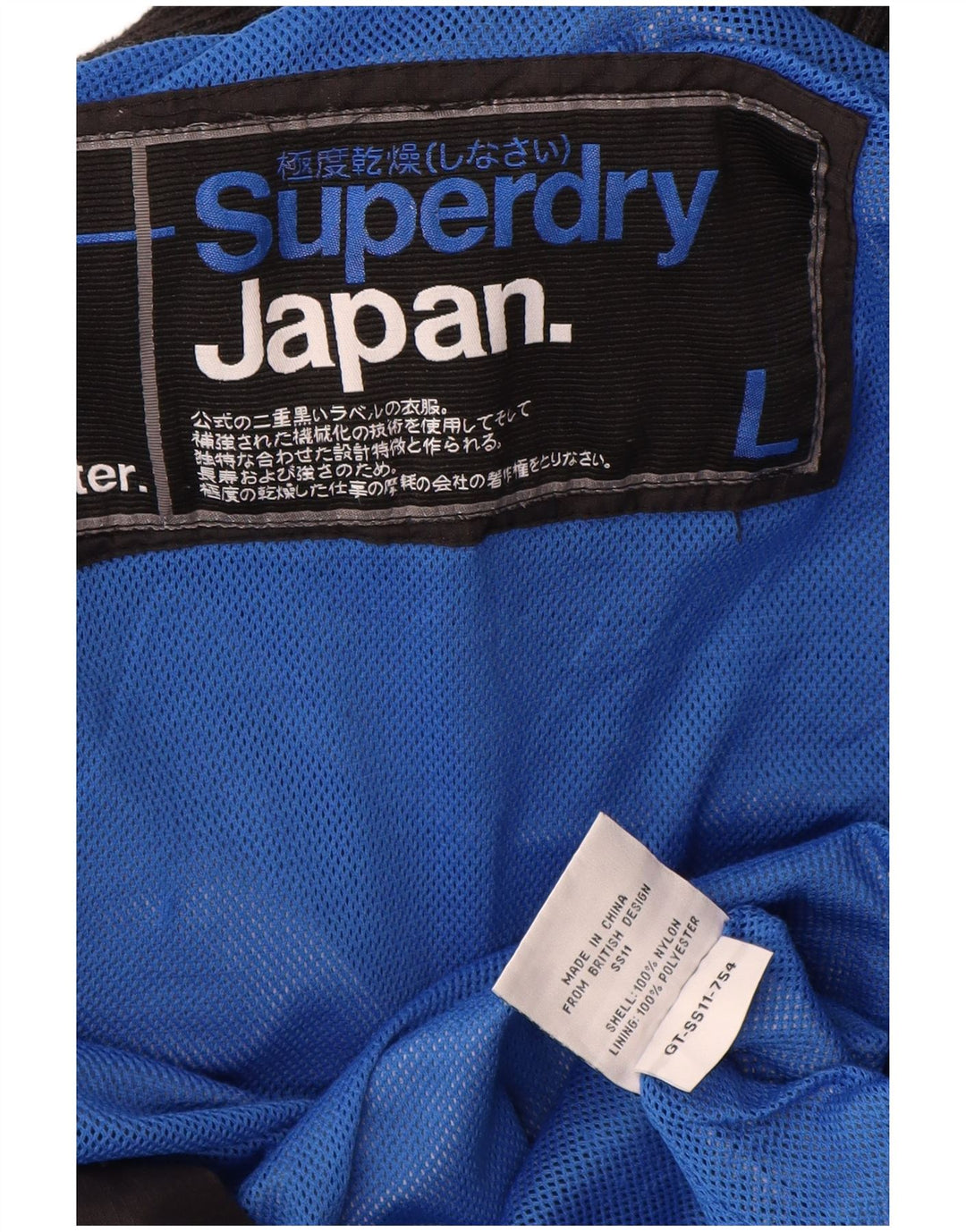 Giacca antipioggia grafica da donna SUPERDRY UK 16 grande nylon nero