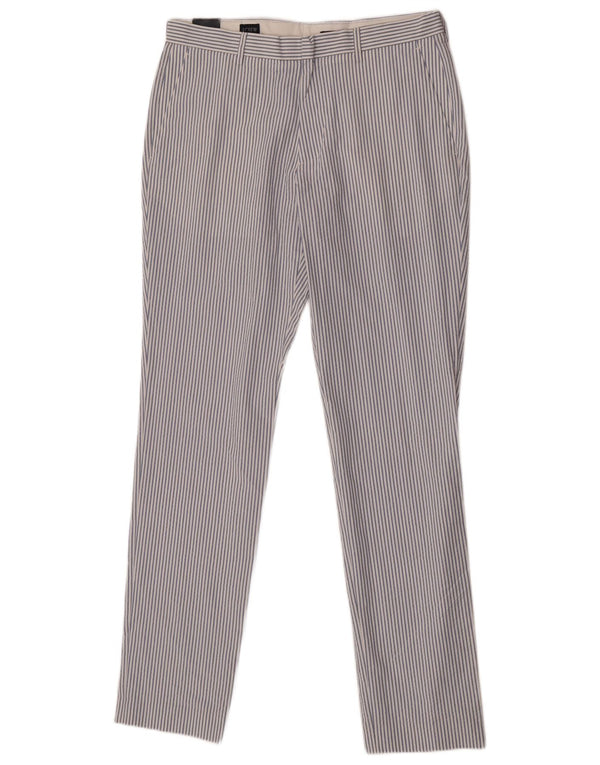 J. Crew Mens Thompson Tapered Chino Trousers W32 L34 Blue Striped Cotton