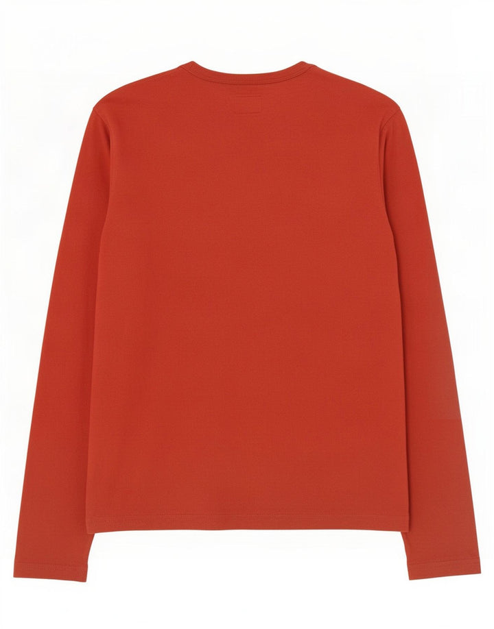 Calvin Klein Jeans Top da uomo a maniche lunghe in cotone rosso medio