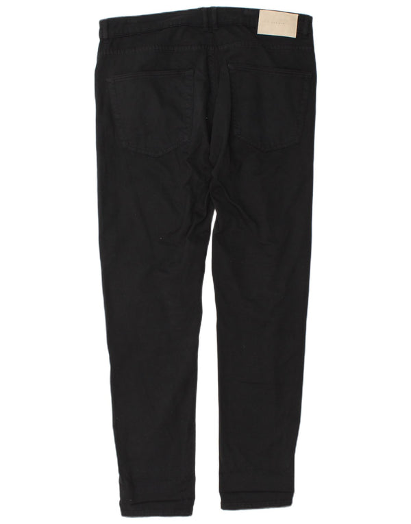 Zara Womens Slim Casual Trousers EU 42 Large W32 L31 Black Cotton
