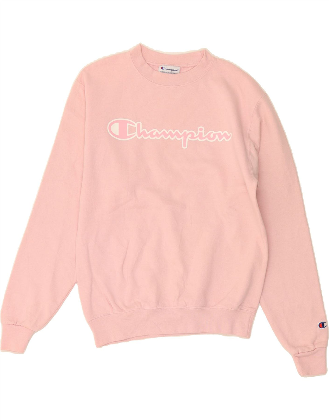 CHAMPION Womens Oversized Graphic Sweatshirt Jumper UK 10 Small Pink Vintage Champion and Second-Hand Champion from Messina Hembry 