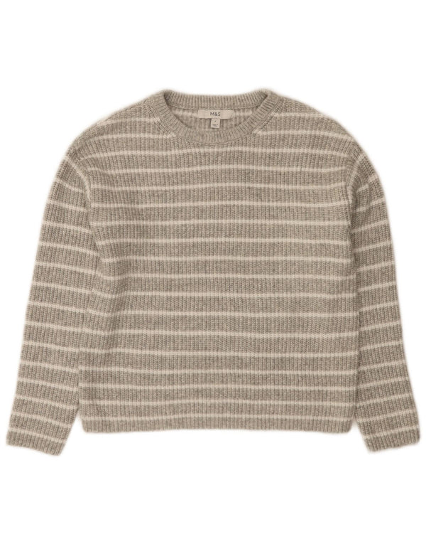 Maglione maglione con scollo a barca da donna Marks & Spencer UK 10 piccolo grigio a righe