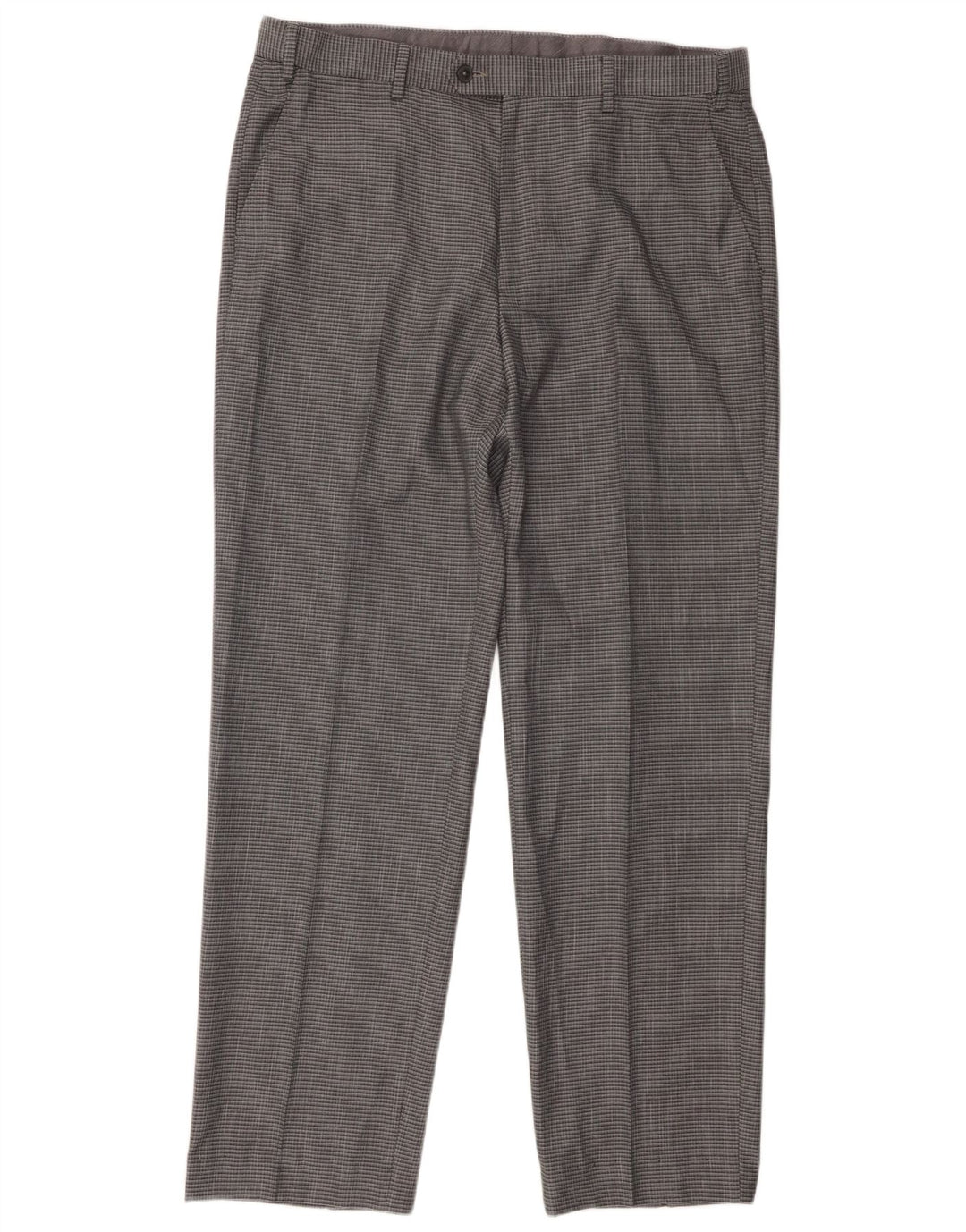 Pantaloni da abito vestibilità regolare Marks & Spencer da uomo W36 L29 Poliestere a quadri grigi