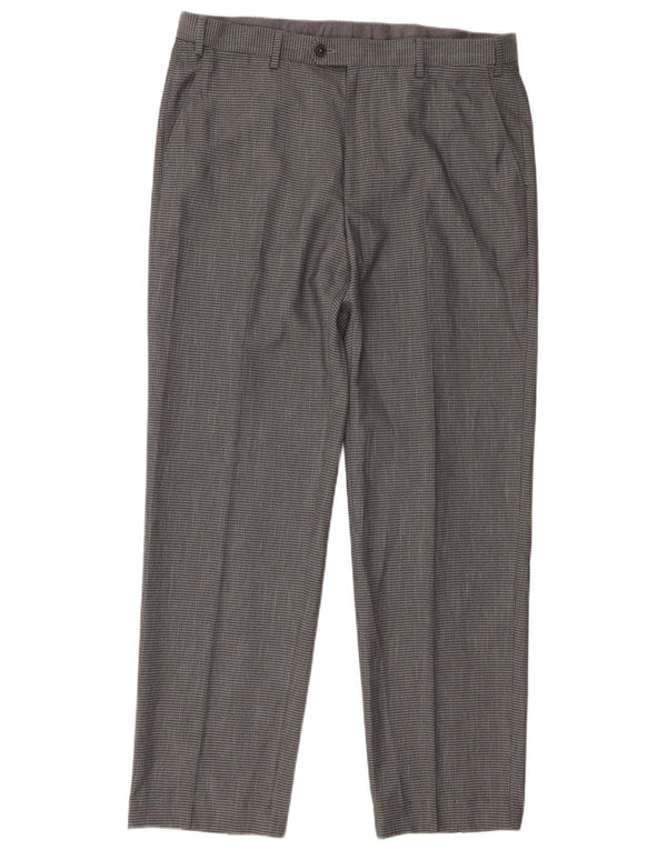 Pantaloni da abito vestibilità regolare Marks & Spencer da uomo W36 L29 Poliestere a quadri grigi