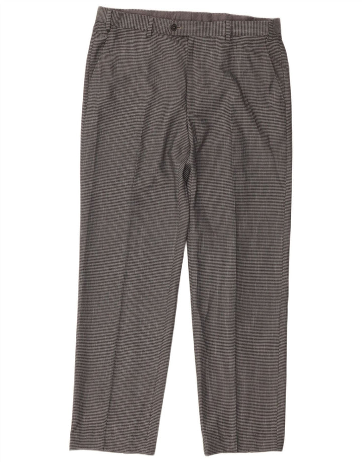 Pantaloni da abito vestibilità regolare Marks & Spencer da uomo W36 L29 Poliestere a quadri grigi