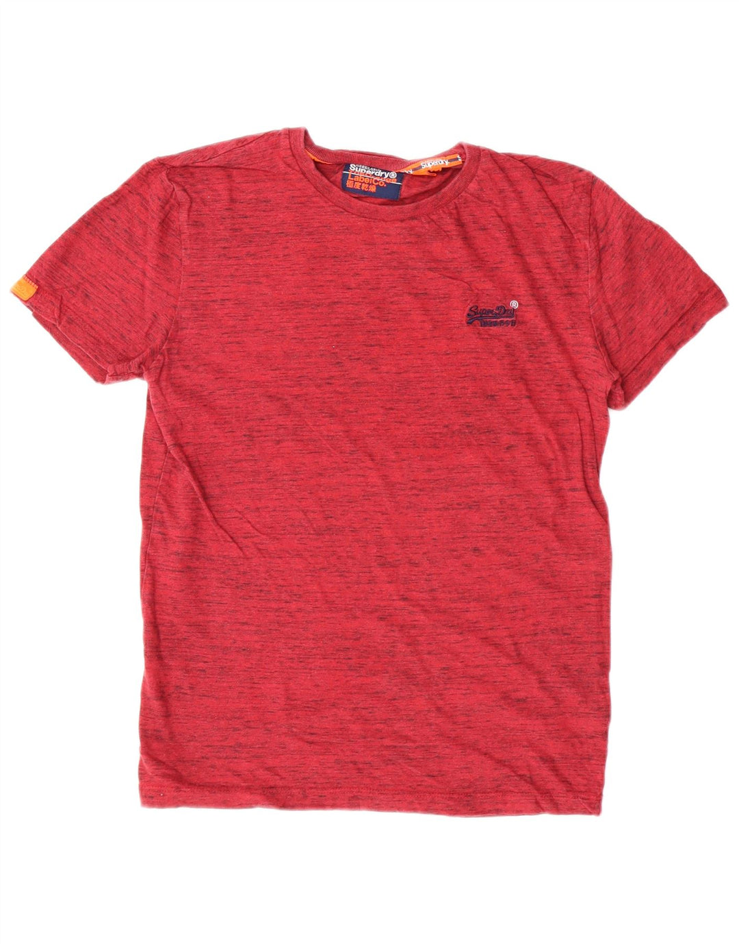 T-shirt da uomo Superdry Top in cotone chiazzato rosso medio