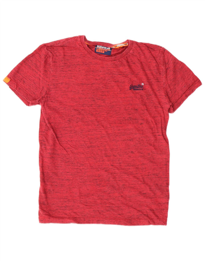 T-shirt da uomo Superdry Top in cotone chiazzato rosso medio