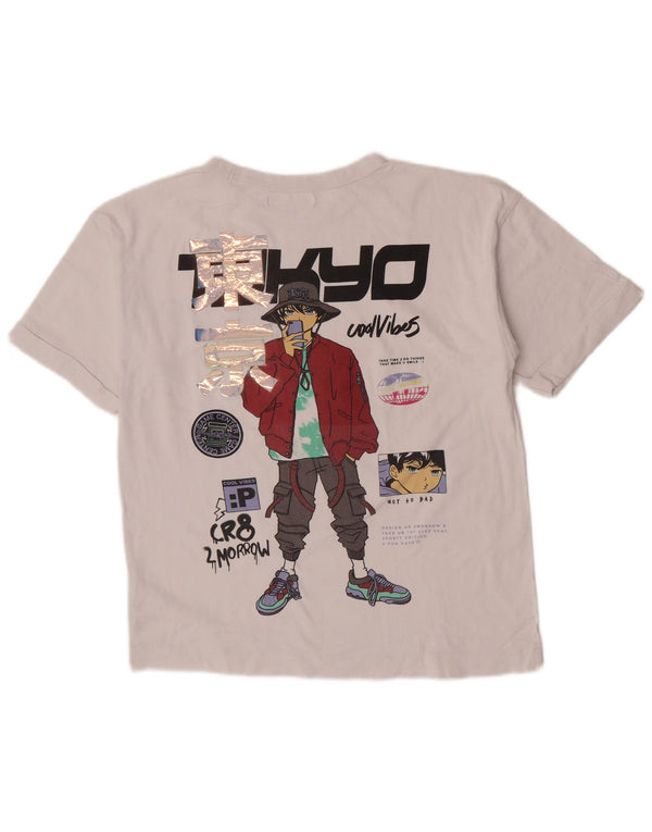 T-shirt grafica per ragazze Zara Top 13-14 anni in cotone grigio