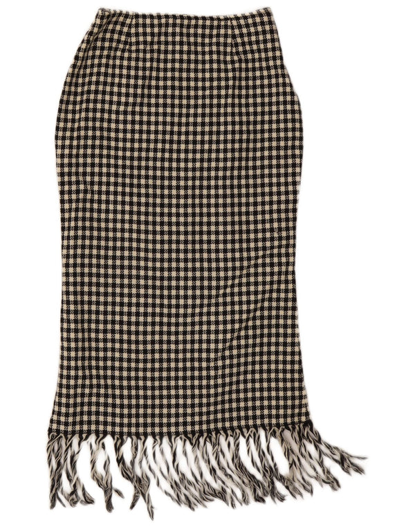 Gonna longuette a vita alta da donna vintage IT 42 media W28 a quadri neri