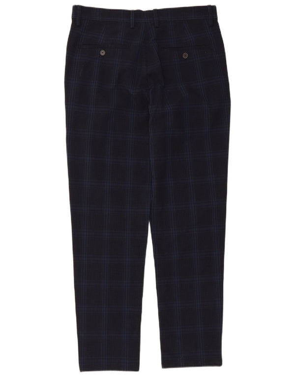 Pantaloni chino affusolati da uomo Zara EU 38 Small W30 L28 blu navy a quadri