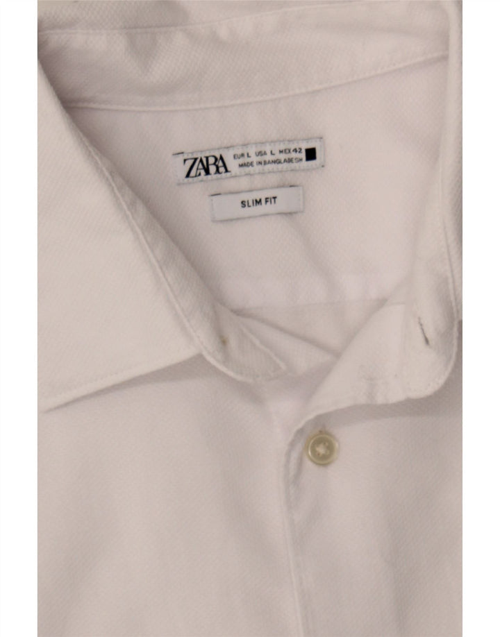 ZARA Mens Slim Fit Shirt Large White Vintage Zara and Second-Hand Zara from Messina Hembry 
