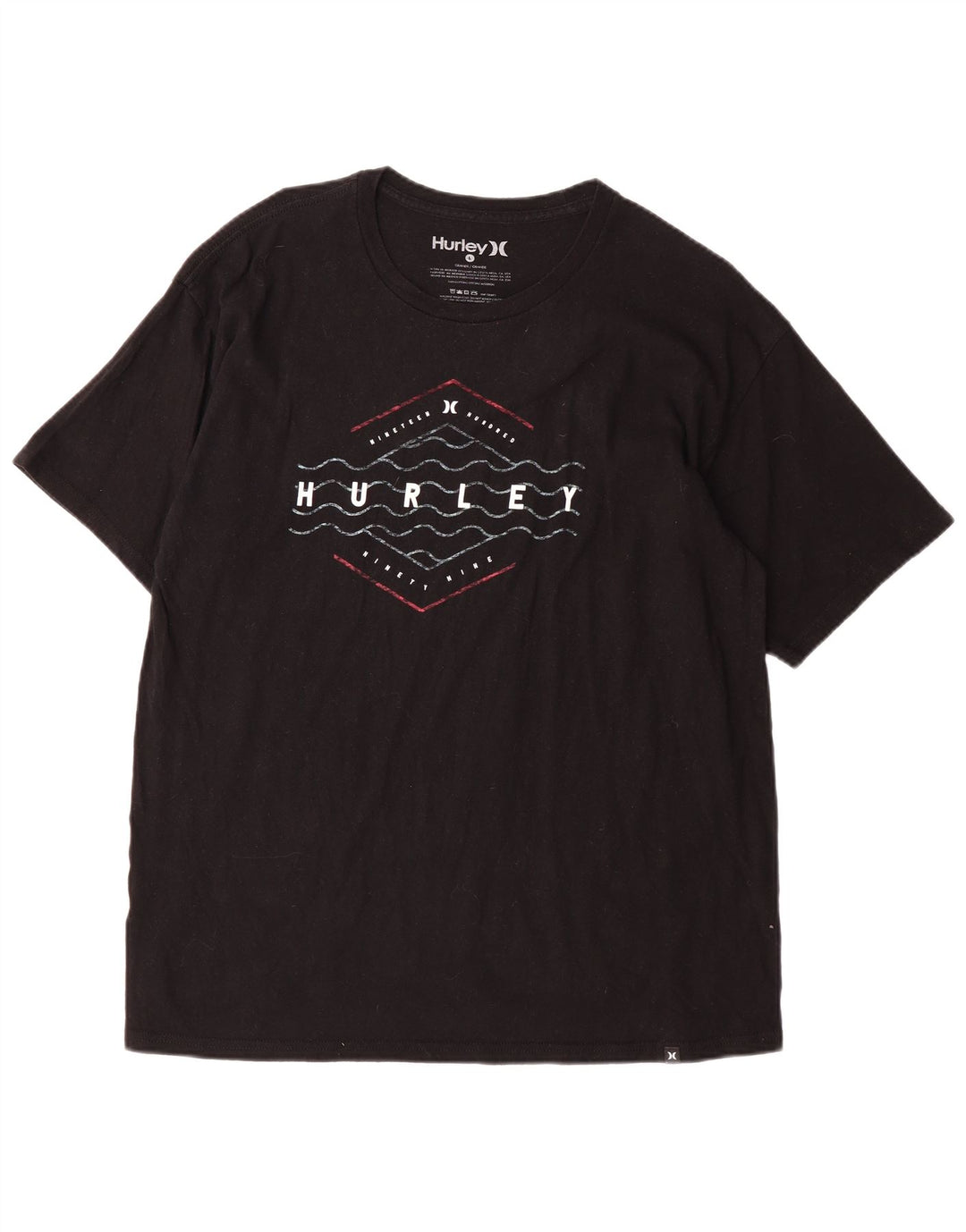 HURLEY Mens Graphic T-Shirt Top Large Black Cotton